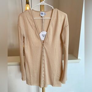 Princess Polly Tan Cardigan with Pearl Buttons